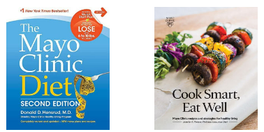 Front page of two ebooks: The Mayo Clinic Diet and Cook Smart, Eat Well