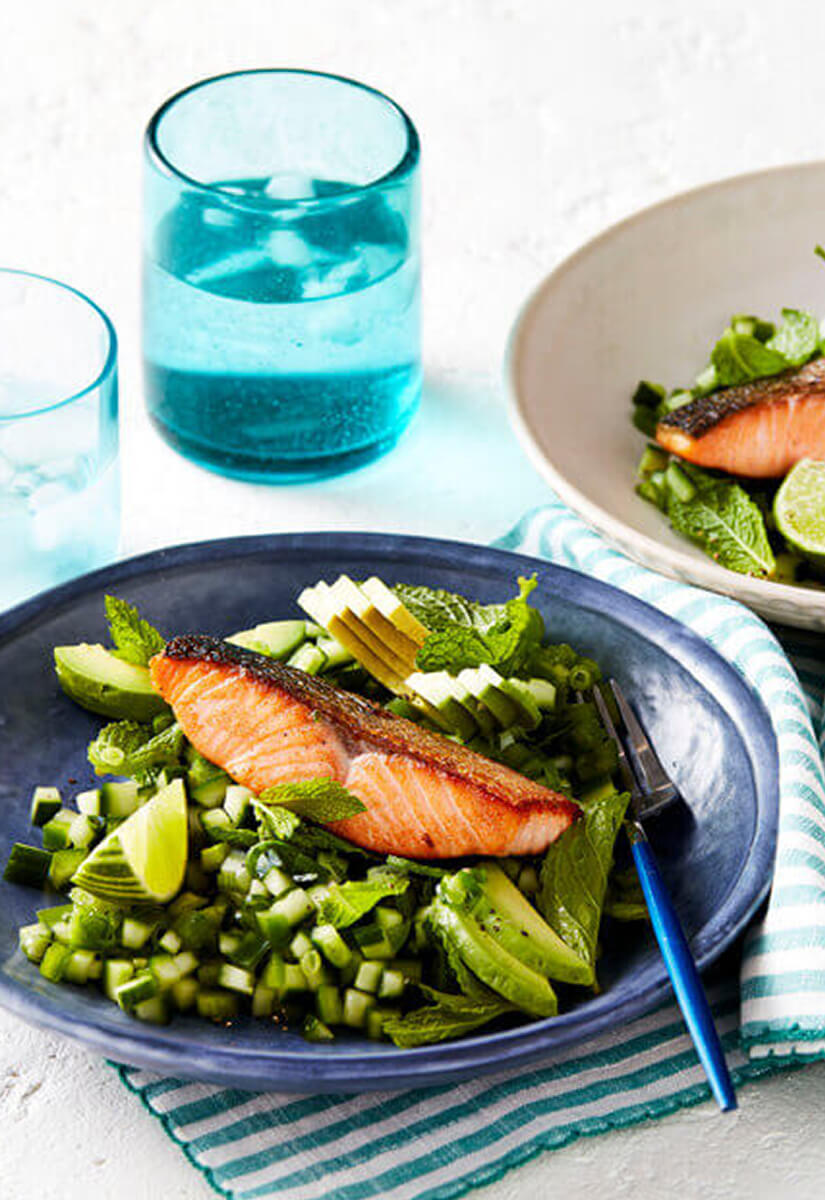 Mediterranean style salmon and salad